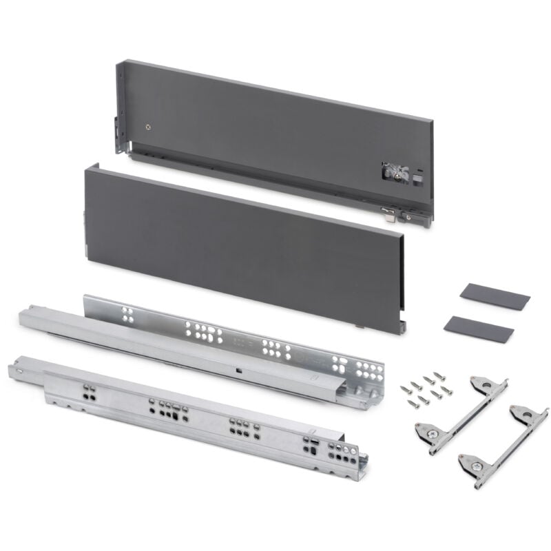 foto del prodotto emuca cassetto esterno vertex con regolazione 3d altezza 178mm, 60kg, profondit 500mm, acciaio, grigio antracite