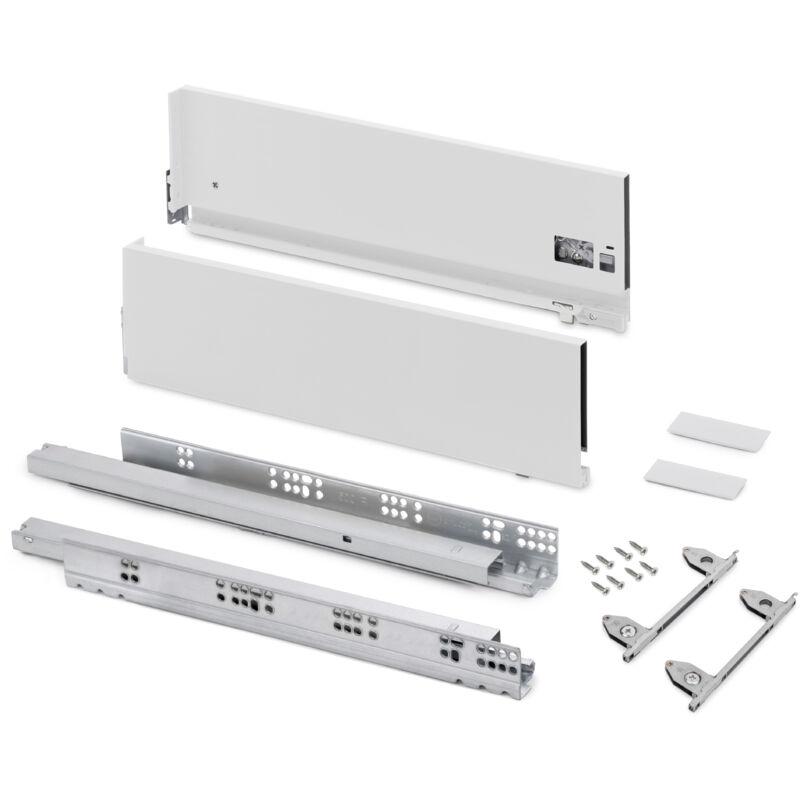 foto del prodotto emuca cassetto esterno vertex con regolazione 3d altezza 178mm, 60kg, profondit 500mm, acciaio, verniciato bianco