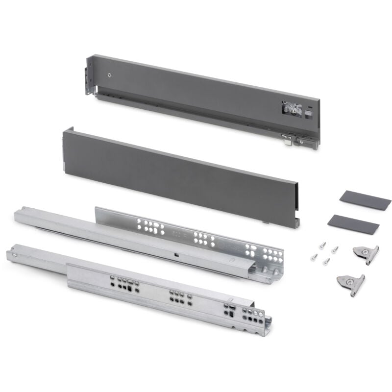 foto del prodotto emuca cassetto esterno vertex con regolazione 3d altezza 83mm, 40kg, profondit 450mm, acciaio, grigio antracite