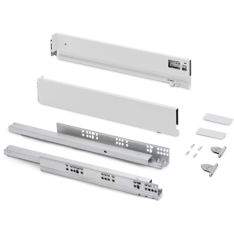 foto del prodotto emuca cassetto esterno vertex con regolazione 3d altezza 83mm, 40kg, profondit 450mm, acciaio, verniciato bianco