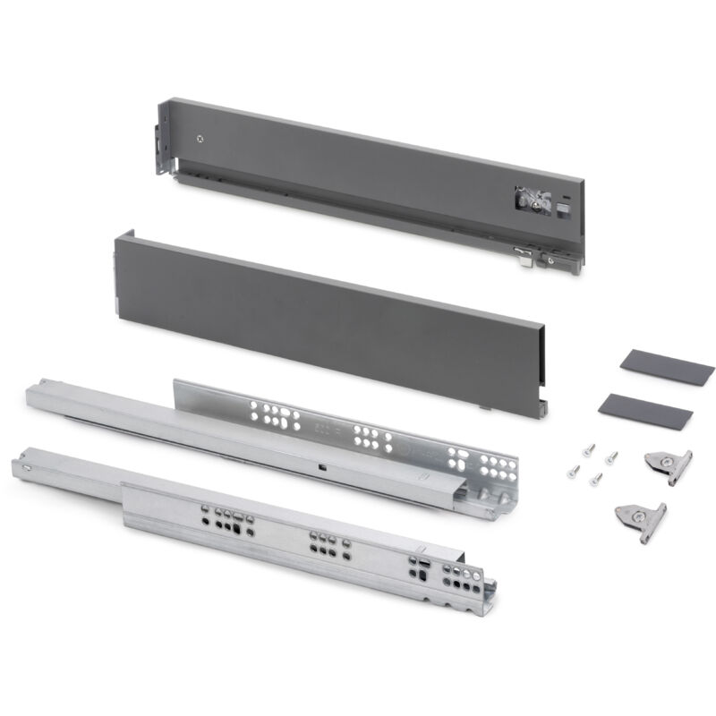 foto del prodotto emuca cassetto esterno vertex con regolazione 3d altezza 93mm, 40kg, profondit 270mm, acciaio, grigio antracite