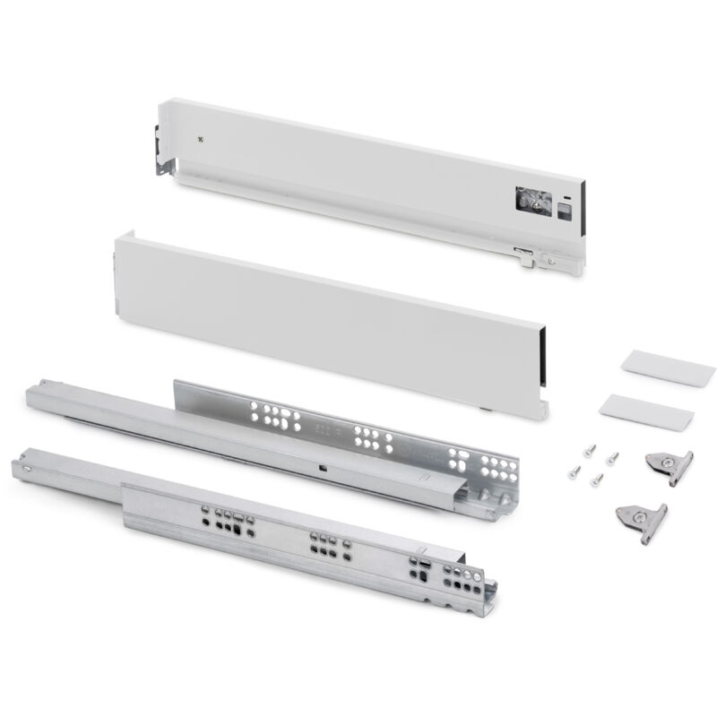 foto del prodotto emuca cassetto esterno vertex con regolazione 3d altezza 93mm, 40kg, profondit 400mm, acciaio, verniciato bianco
