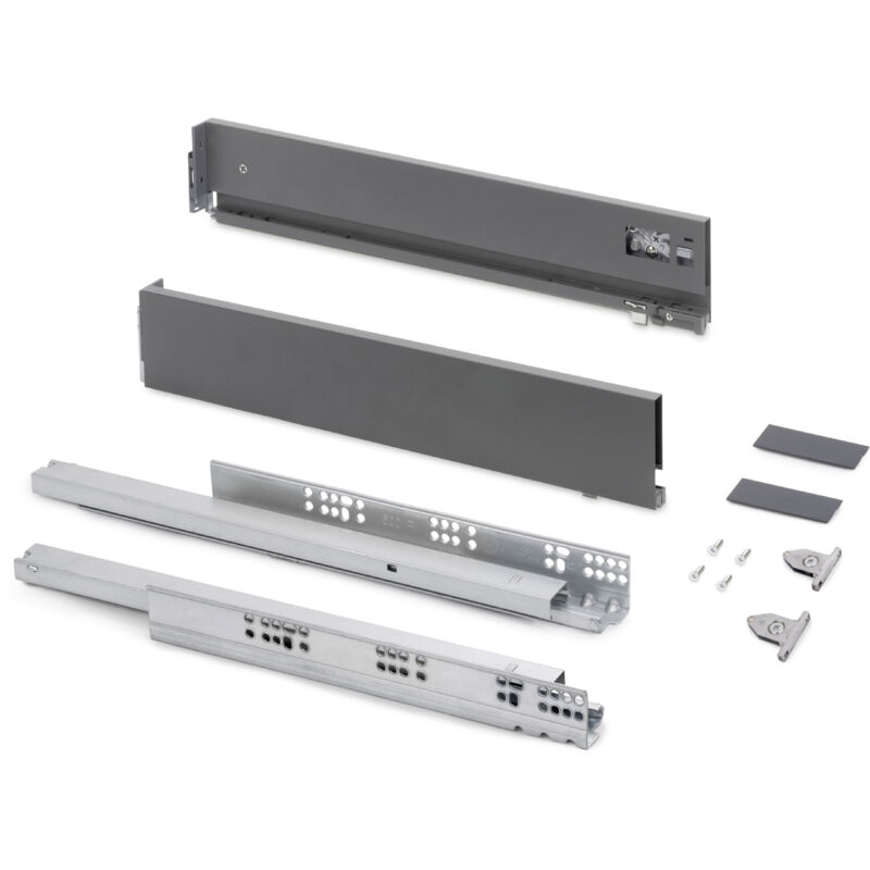 foto del prodotto emuca cassetto esterno vertex con regolazione 3d altezza 93mm, 40kg, profondit 550mm, acciaio, grigio antracite