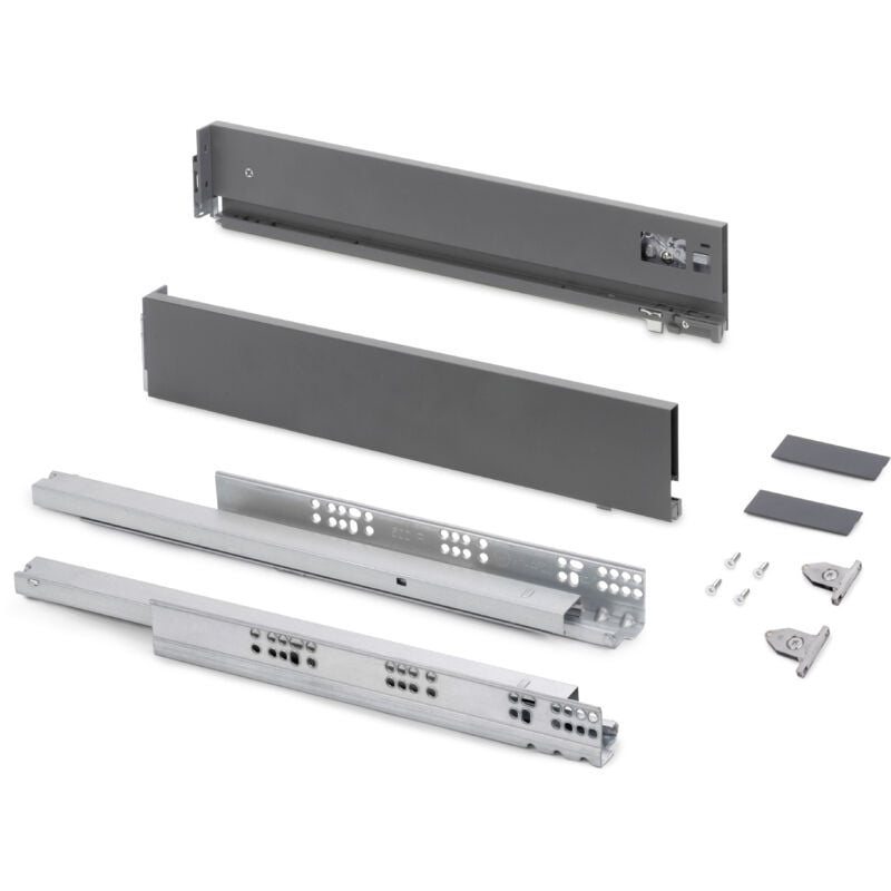 foto del prodotto emuca cassetto esterno vertex con regolazione 3d altezza 93mm, 40kg, spessore del pannello di 18mm, profondit 500mm, acciaio, grigio antracite