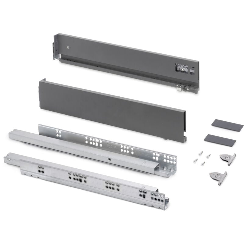 foto del prodotto emuca cassetto esterno vertex con regolazione 3d altezza 93mm, 60kg, profondit 500mm, acciaio, grigio antracite