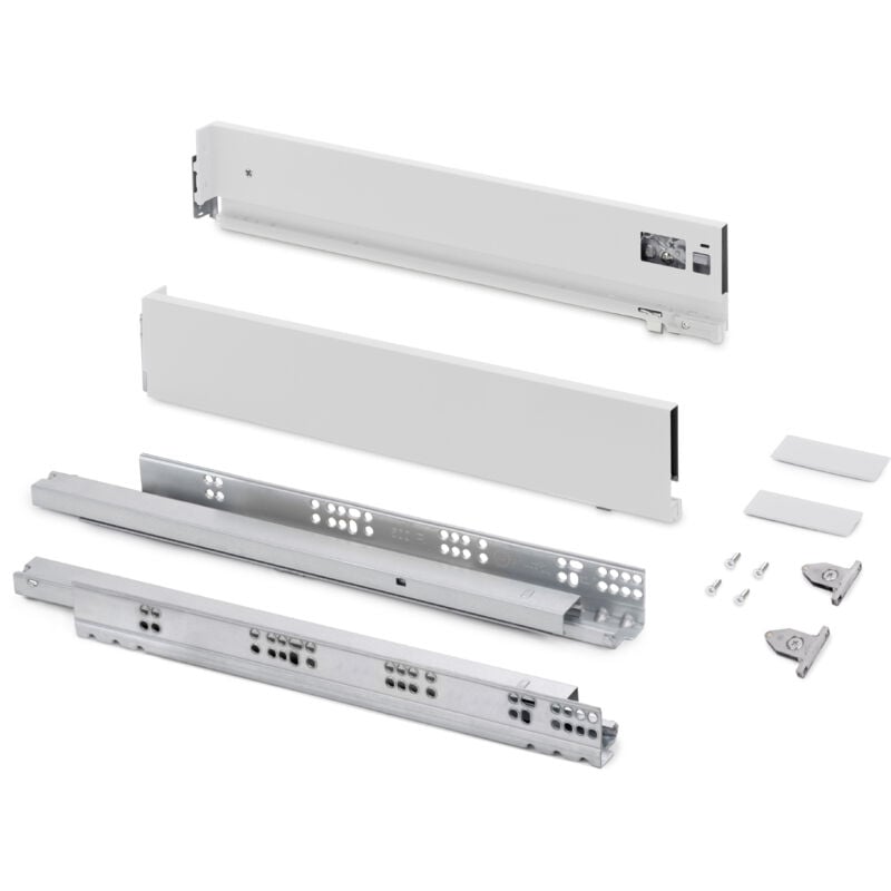 foto del prodotto emuca cassetto esterno vertex con regolazione 3d altezza 93mm, 60kg, profondit 500mm, acciaio, verniciato bianco