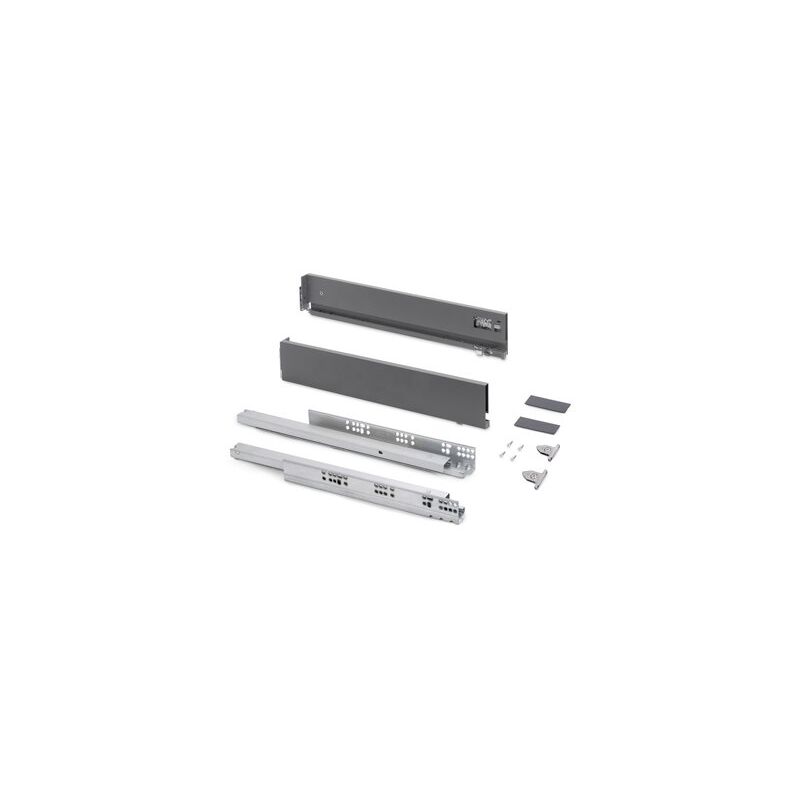 foto del prodotto emuca cassetto esterno vertex con regolazione altezza 3d 93mm, 40kg, profondit 400mm, acciaio, grigio antracite
