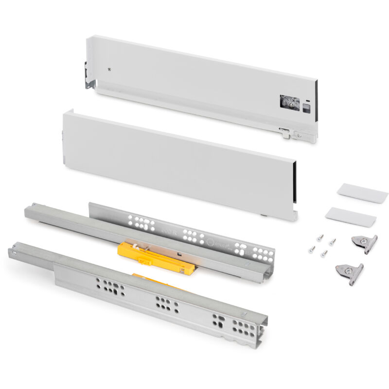 foto del prodotto emuca cassetto vertex push sincro con regolazione 3d, altezza 131mm, 40kg, profondit 450mm, acciaio, verniciato bianco