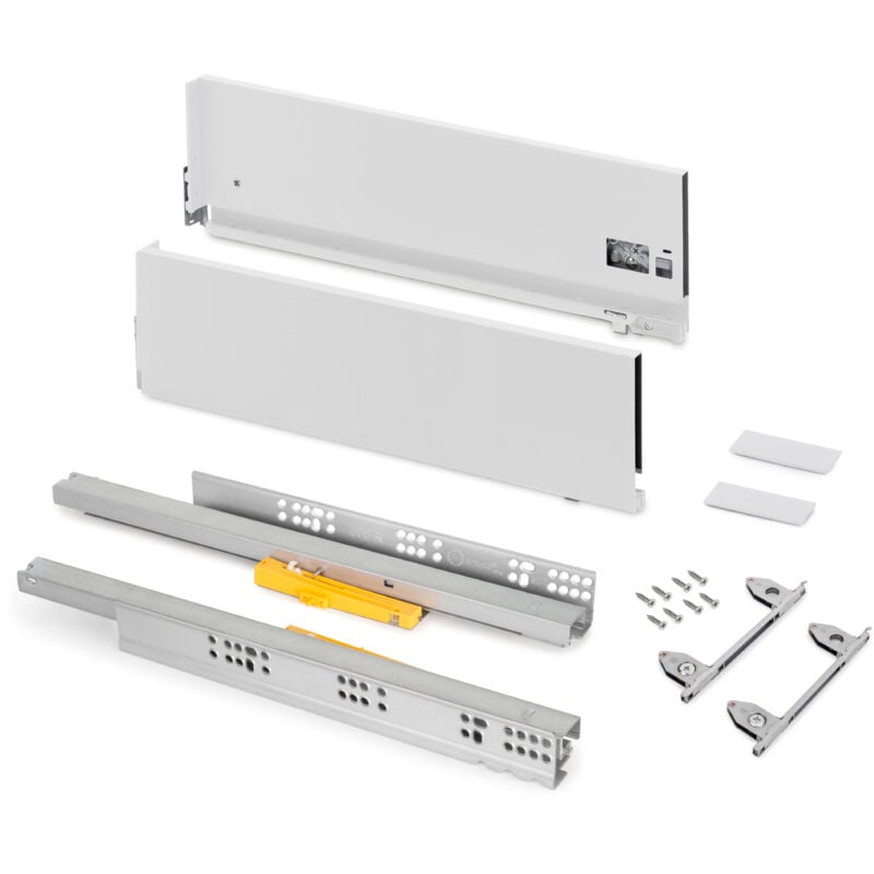 foto del prodotto emuca cassetto vertex push sincro con regolazione 3d, altezza 178mm , 40kg, profondit 400mm, acciaio, verniciato bianco