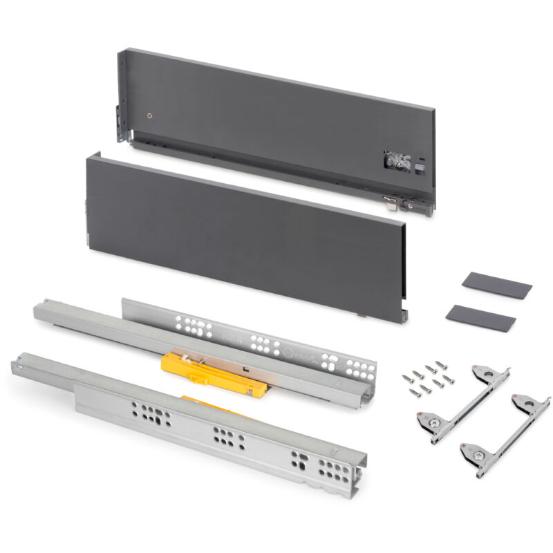 foto del prodotto emuca cassetto vertex push sincro con regolazione 3d, altezza 178mm, 40kg, profondit 450mm, acciaio, grigio antracite