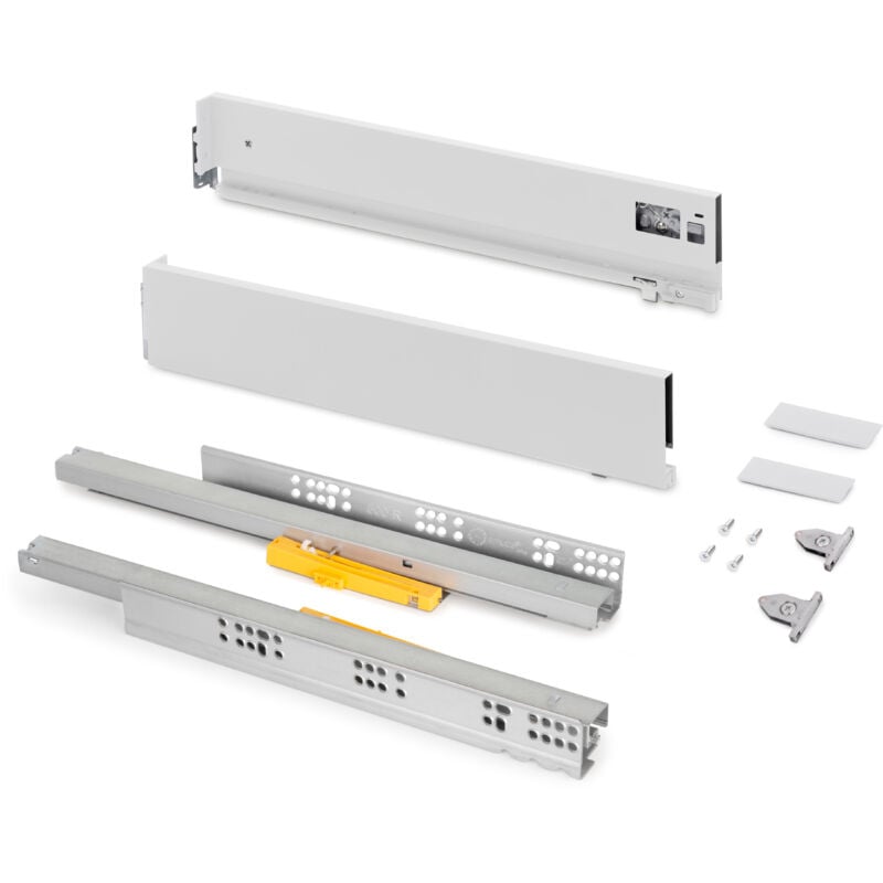 foto del prodotto emuca cassetto vertex push sincro con regolazione 3d, altezza 93mm , 40kg, profondit 400mm, acciaio, verniciato bianco