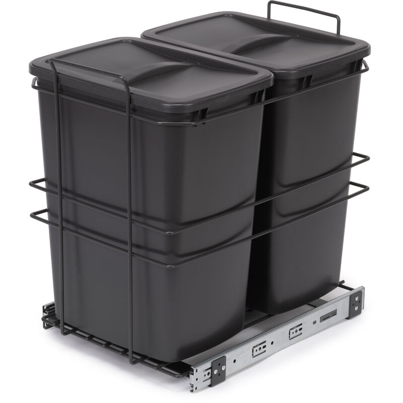 foto del prodotto emuca contenitore per la raccolta differenziata recycle da montare sul fondo e da estrarre manualmente in cucina recycle 2x35lt, grigio antracite