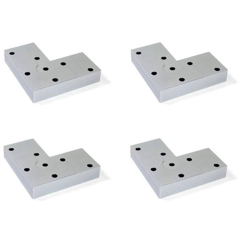 foto del prodotto emuca gambe per mobili, piedi per mobile in plastica colore grigio metallizzato, set di 4 piedini di altezza 12mm