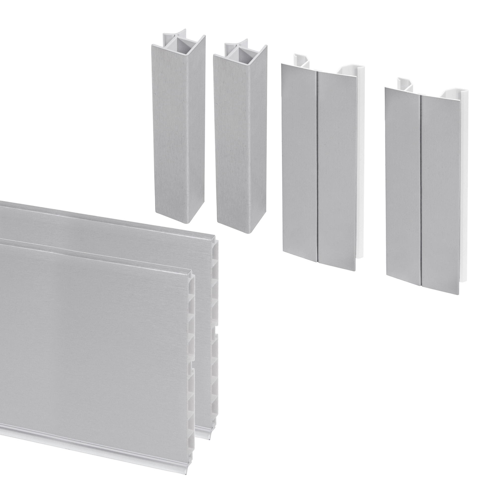 foto del prodotto emuca kit battiscopa da cucina plasline con accessori per unione, altezza 150 mm, 2,35 m, anodizzato satinato, tecnoplastica, 1 u.
