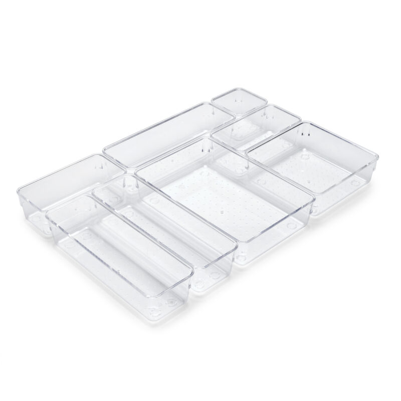 foto del prodotto emuca kit di 8 contenitori organizer cube per cassetti, plastica, trasparente
