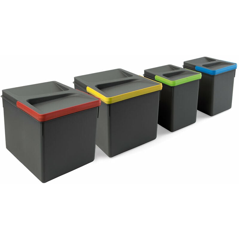 foto del prodotto emuca kit di contenitori per la raccolta differenziata per cassetti da cucina recycle altezza recycle 216 mm, 2x12 lt, 2x6 lt, grigio antracite