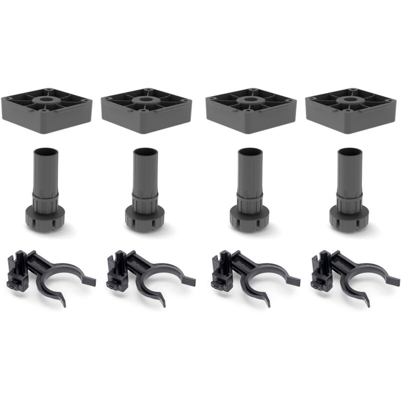 foto del prodotto emuca kit di piedi regolabili bone con base quadrata per mobili, altezza 100mm, regolabile 98 140mm, tecnoplastica, nera
