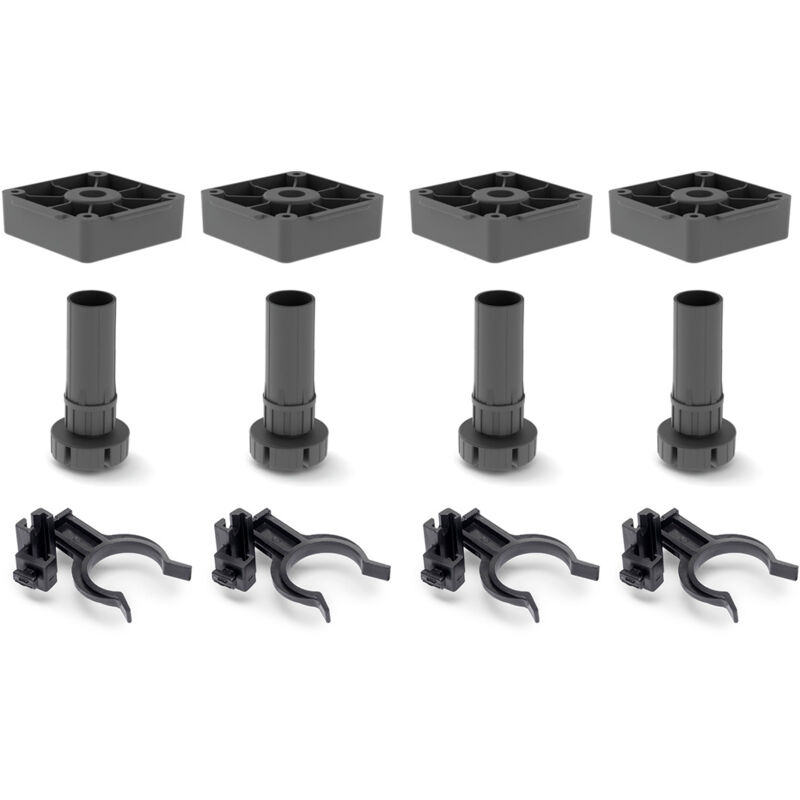 foto del prodotto emuca kit di piedi regolabili bone con base quadrata per mobili, altezza 120mm, regolabile 118 160mm, tecnoplastica, nera