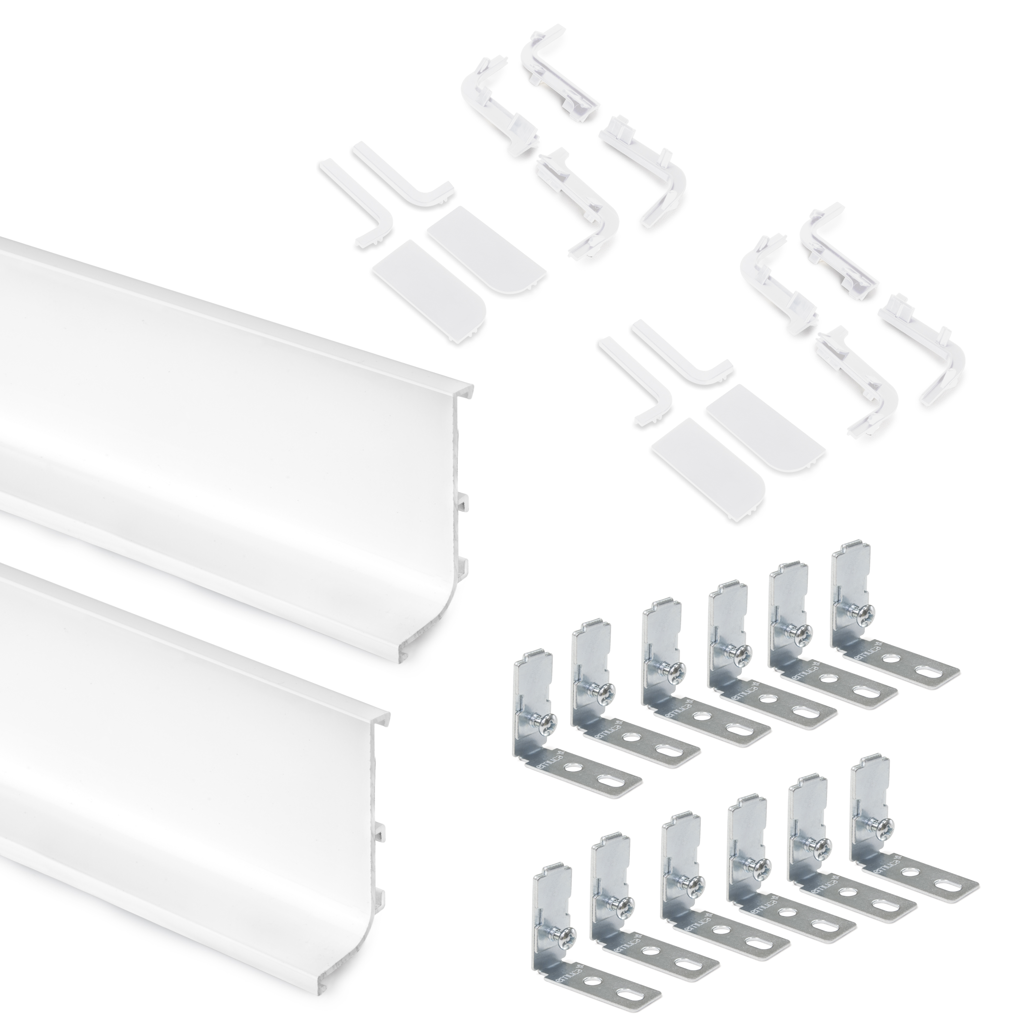 foto del prodotto emuca kit profilo gola superiore per mobili da cucina, verniciato bianco, alluminio, 1 u.
