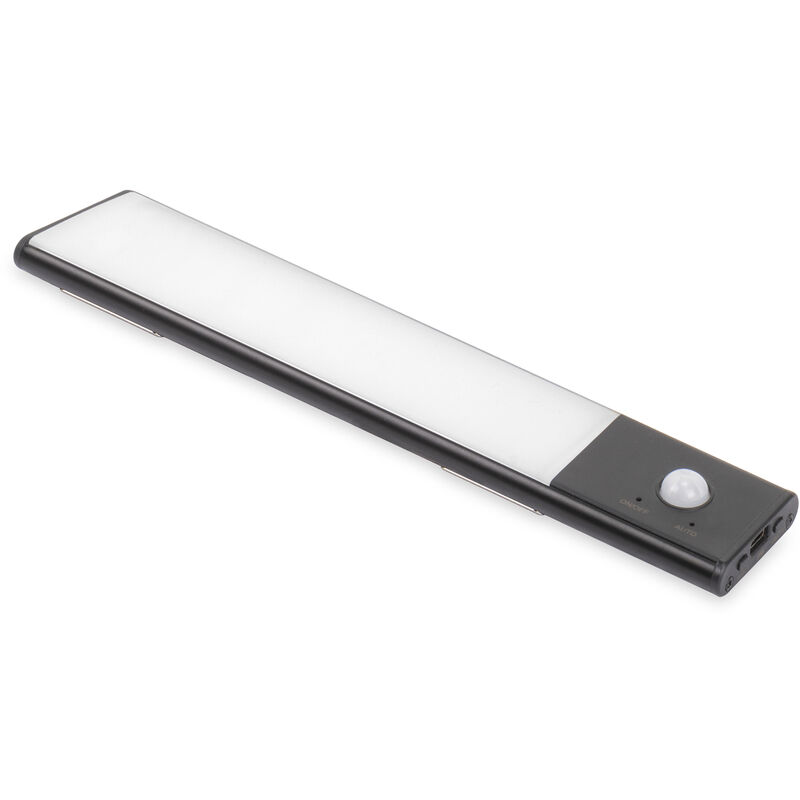 foto del prodotto emuca lampada led ricaricabile con usb kaus black con sensore di movimento, l240mm, tecnoplastica e alluminio, verniciato nero