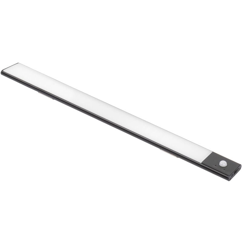 foto del prodotto emuca lampada led ricaricabile con usb kaus black con sensore di movimento, l600mm, tecnoplastica e alluminio, verniciato nero