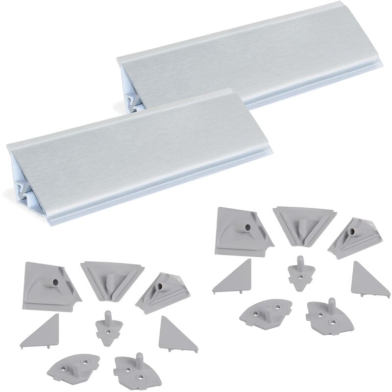 foto del prodotto emuca lotto di 2 kit alzatina triangolari plasline con accessori di montaggio, 2 aste lunghe 2,35 m, tecnoplastica, anodizzato satinato