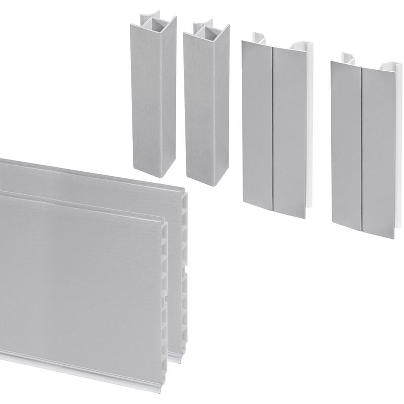 foto del prodotto emuca lotto di 2 zoccolo per cucina plasline con accessori, altezza 150 mm, 2 barre lunghezza 2,35 m, tecnoplastica, anodizzato satinato