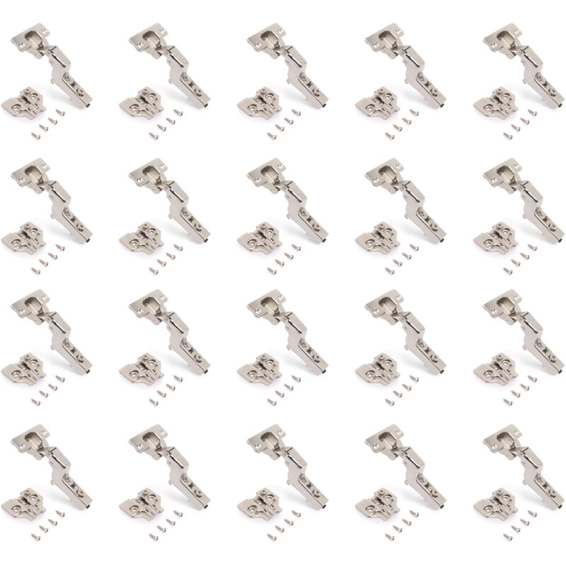 foto del prodotto emuca lotto di 20 cerniere collo alto x92 con chiusura soft e basette a vite, altezza 0, acciaio, nichelato