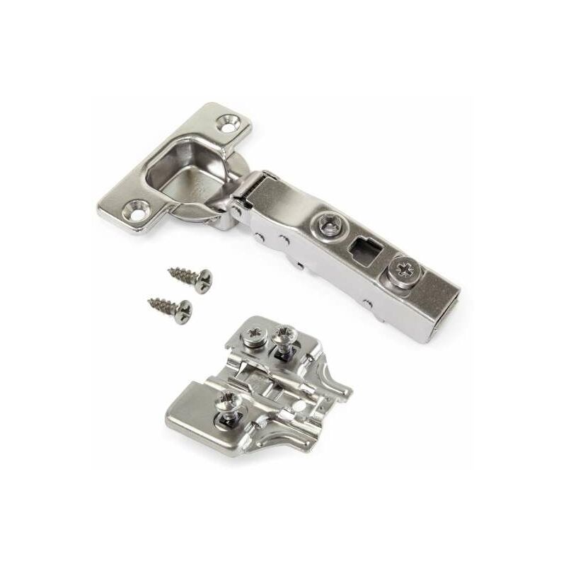 foto del prodotto emuca lotto di 20 cerniere collo dritto x91 con chiusura soft e basetta montaggio misto, diametro 5x9,5 mm, altezza 0, acciaio, nichelato