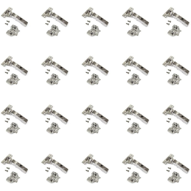 foto del prodotto emuca lotto di 20 cerniere collo dritto x91n con basette montaggio misto, diametro 5x9,5 mm, altezza 0, acciaio, nichelato