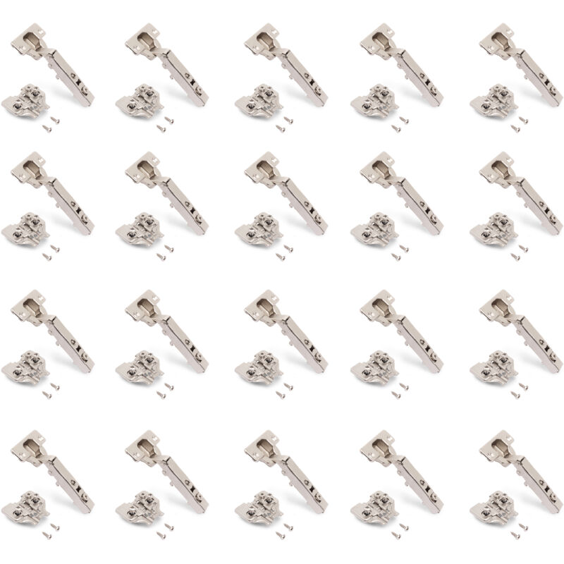 foto del prodotto emuca lotto di 20 cerniere collo dritto x92n e basette di montaggio misto, diametro 5x9,5 mm, altezza 0, acciaio, nichelato