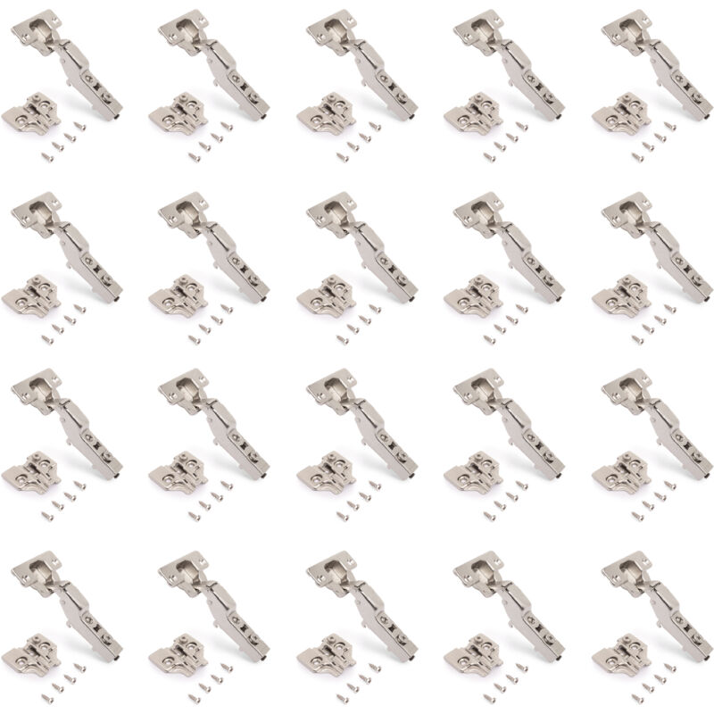 foto del prodotto emuca lotto di 20 cerniere mezzo collo x92 con chiusura soft e basette a vite, altezza 0, acciaio, nichelato
