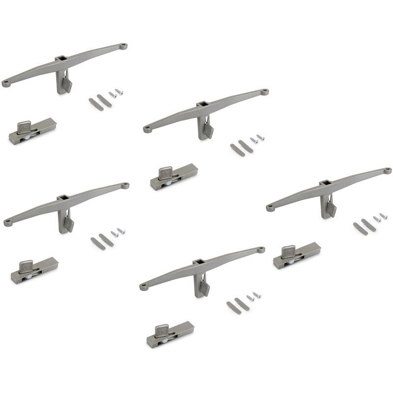 foto del prodotto emuca lotto di staffe per 5 ripiani in legno per la struttura zero, tavole non incluse, zama, verniciato grigio pietra
