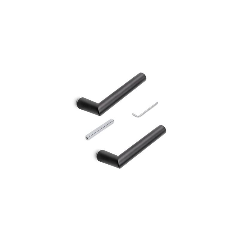 foto del prodotto emuca maniglie per serrature per porte di passaggio in vetro, forma lr, alluminio, finitura verniciata nera