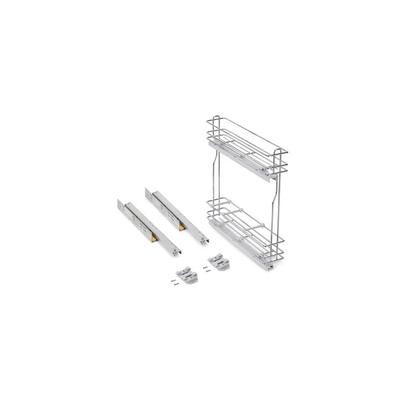 foto del prodotto emuca portabottiglie laterale estraibile supramax con chiusura soft, cromato lucido, acciaio, moduli 150mm