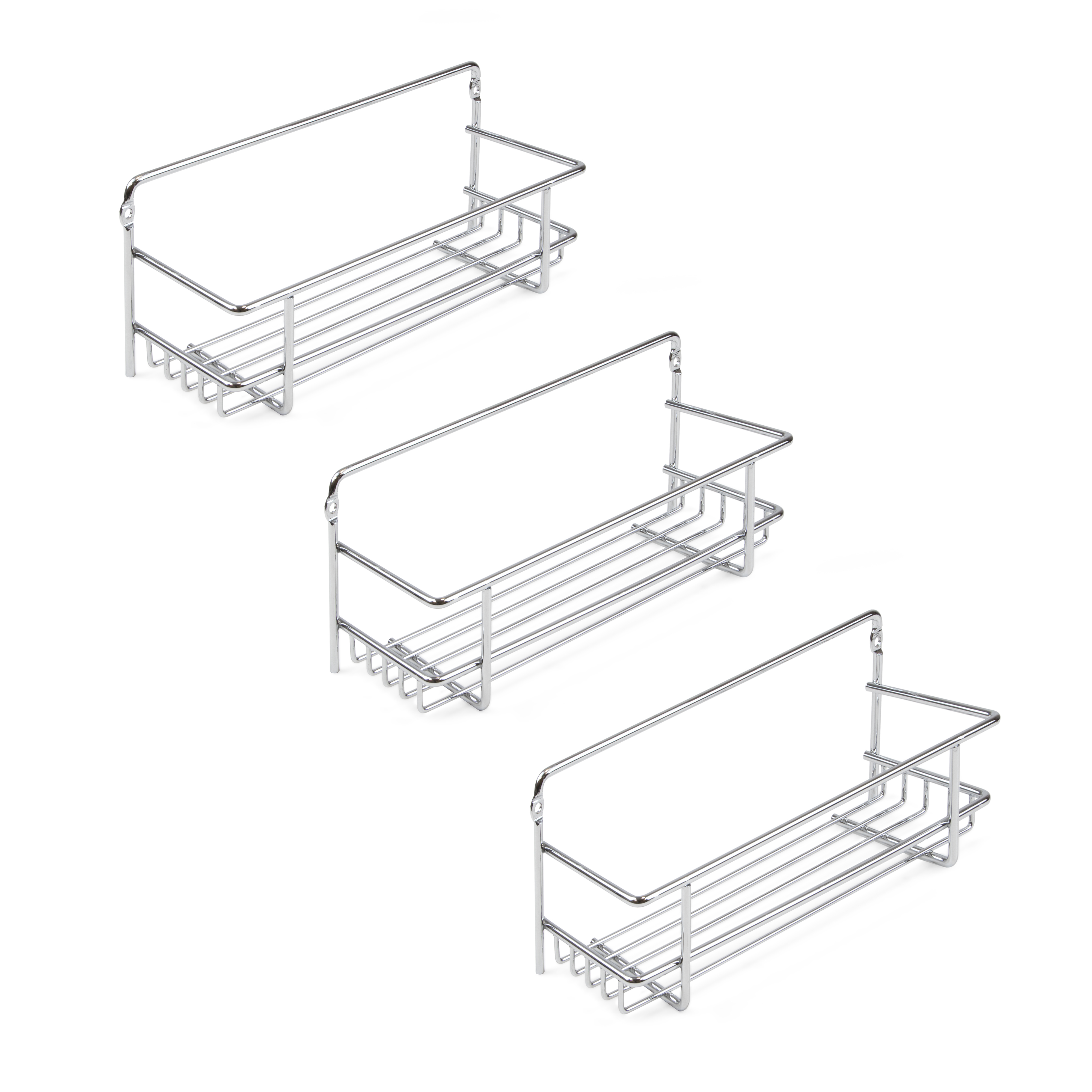 foto del prodotto emuca set di 3 ripiani portaspezie supra per mobili da cucina, cromato brillo, acciaio, 1 lotto di 3 unit 