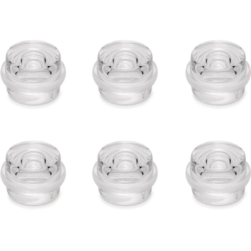 foto del prodotto emuca set di 6 tappi adesivi cilindrici per porte, fissaggio a pavimento, plastica, trasparente