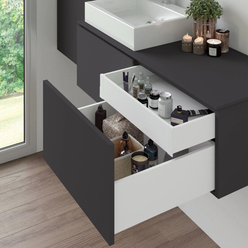 foto del prodotto emuca set di cassetti per cucina con chiusura ammortizzata, grigio antracite, profondit 500 mm altezza 131 mm
