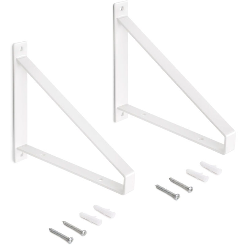 foto del prodotto emuca set di supporti per mensole in legno shelf con forma triangolare, acciaio, verniciato bianco