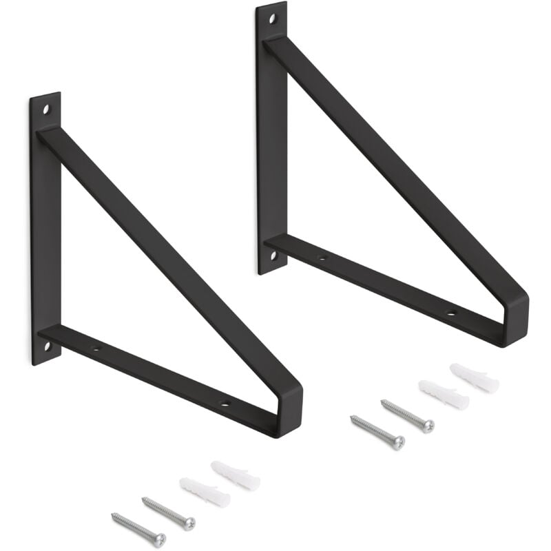 foto del prodotto emuca set di supporti per mensole in legno shelf con forma triangolare, acciaio, verniciato nero