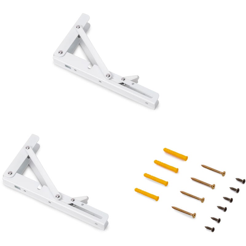 foto del prodotto emuca set di supporti pieghevoli, lunghezza 203 mm, acciaio, verniciato bianco
