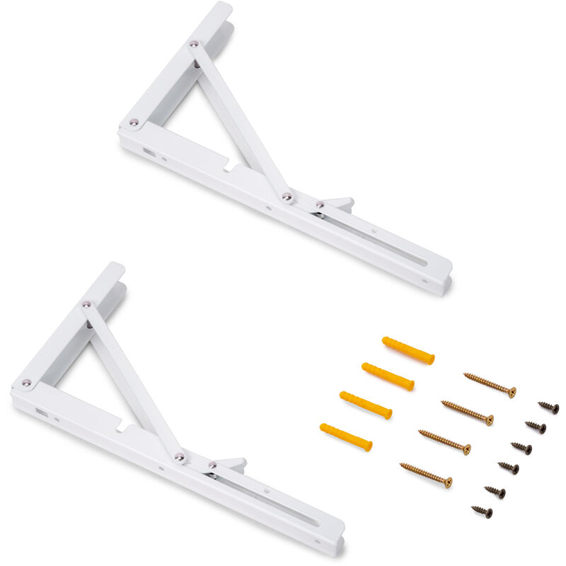 foto del prodotto emuca set di supporti pieghevoli, lunghezza 303 mm, acciaio, verniciato bianco