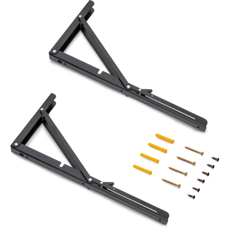 foto del prodotto emuca set di supporti pieghevoli, lunghezza 403 mm, acciaio, verniciato nero