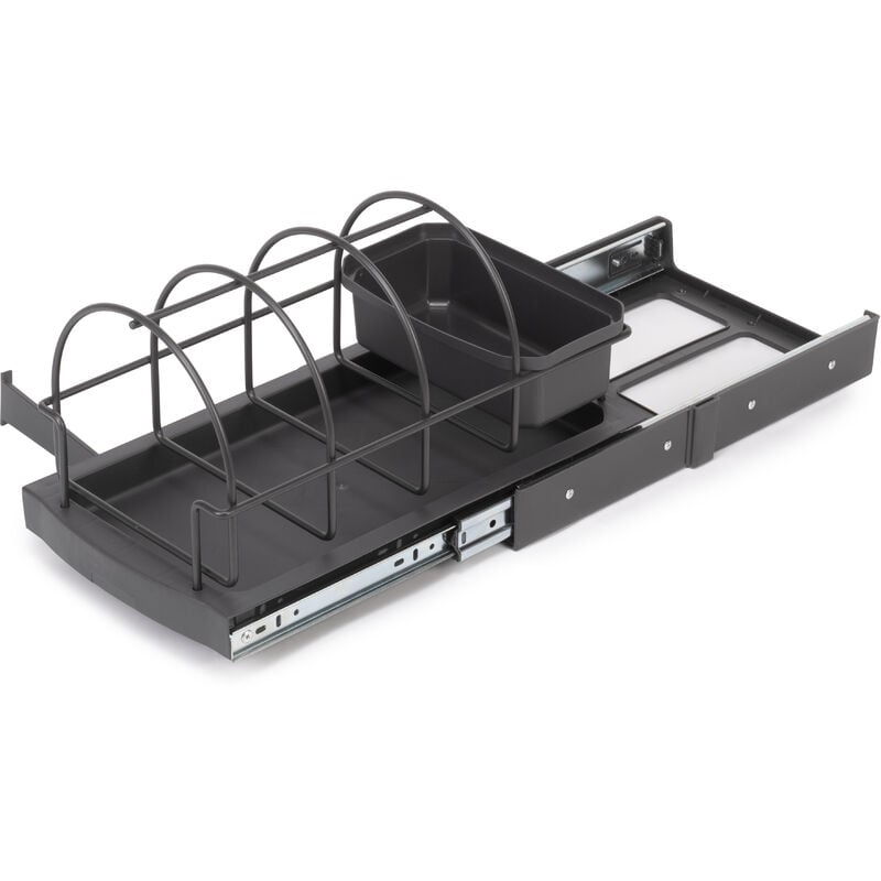 foto del prodotto emuca vassoio per accessori da cucina con fissaggio sul fondo ed estraibile manualmente, tecnoplastica grigio antracite
