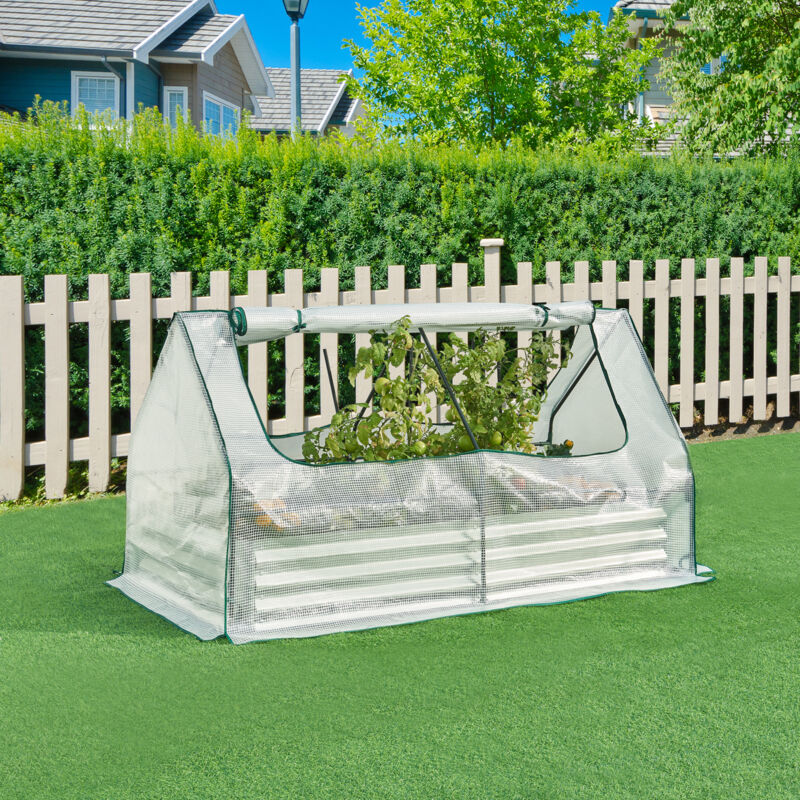 foto del prodotto en.casa - aiuola balsorano rialzata con copertura mini serra 186 x 96 x 98 cm - bianco