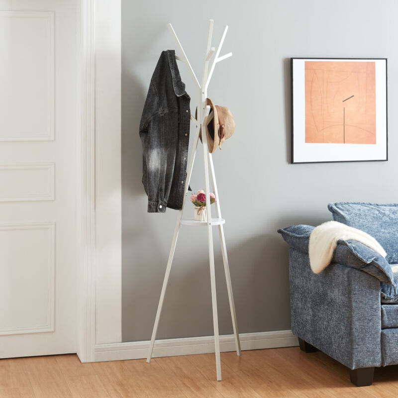 foto del prodotto en.casa - appendiabiti da terra edet con ripiano in metallo altezza 179 cm - bianco
