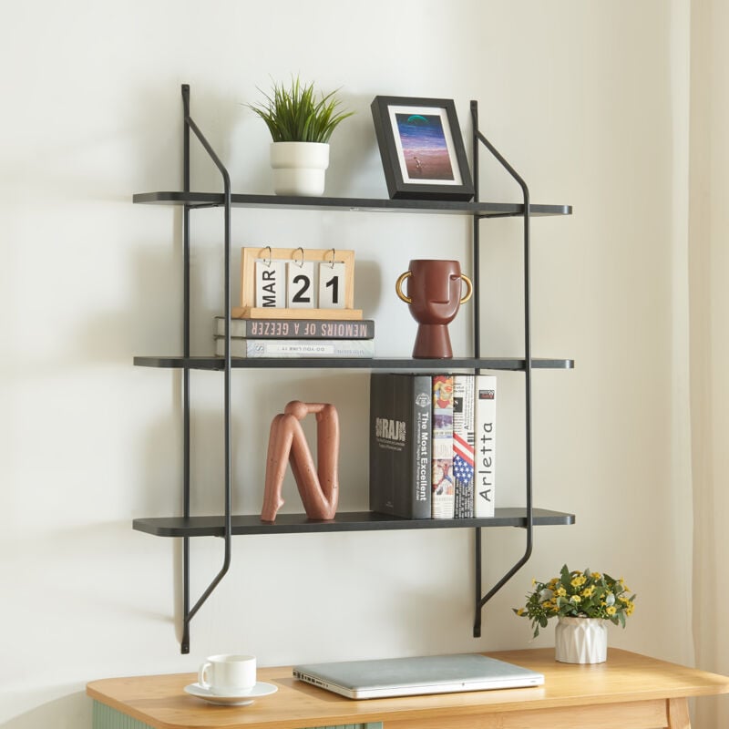 foto del prodotto en.casa - scaffale da parete stfold a 3 ripiani - nero