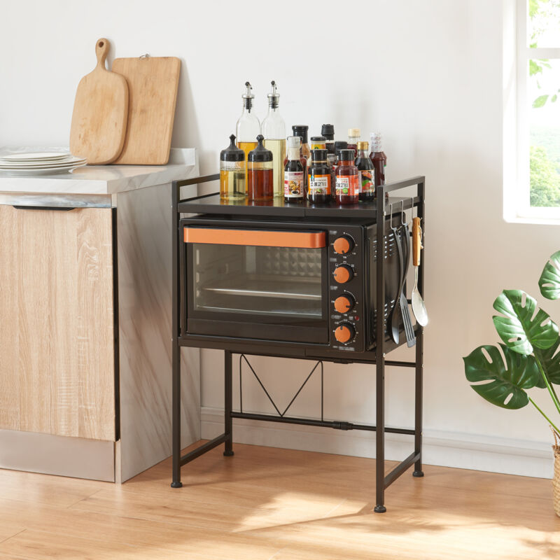 foto del prodotto en.casa - scaffale per microonde sorsele alto 79 cm regolabile in larghezza 40-63 cm metallo nero