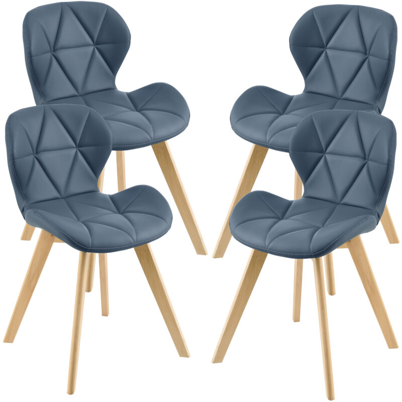 foto del prodotto en.casa - set 4 sedie lmhult con rivestimento in similpelle trapuntata - blu
