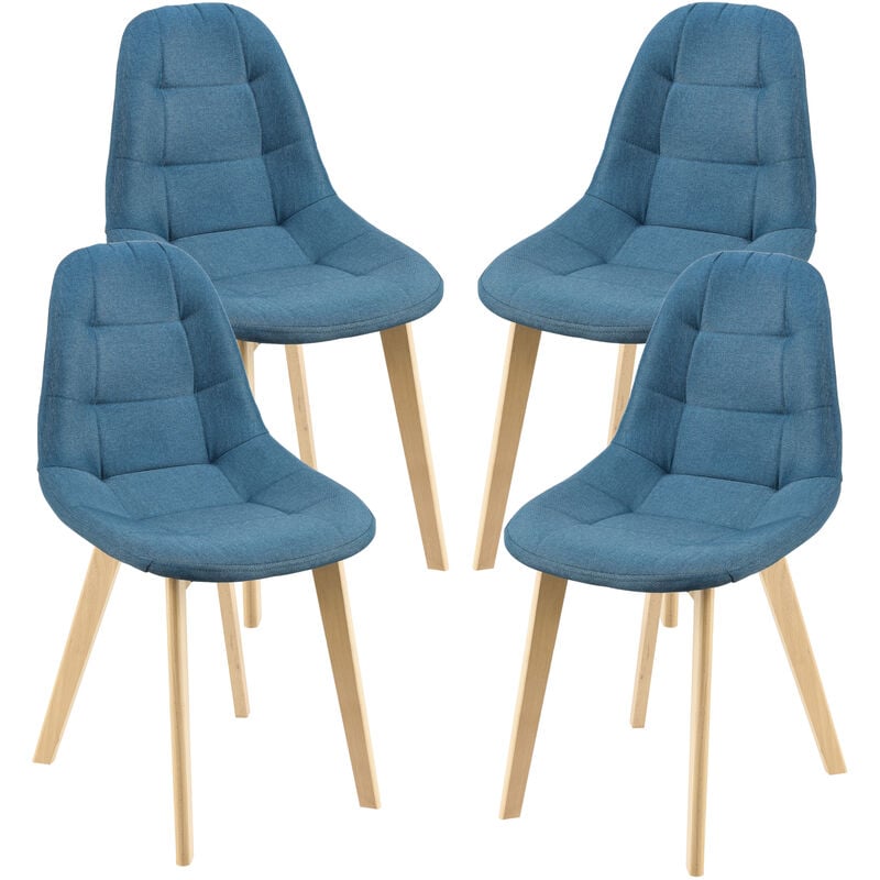 foto del prodotto en.casa - set di 4 sedie imbottite per sala di pranzo/attesa/salotto/studio - 4 sedie in stile trapuntato - rivestimento in tessuto, gambe in legno